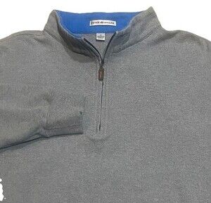 Peter Millar 1/4 Zip Sweater Mens M Gray Blue Cotton Golf Pullover Classic